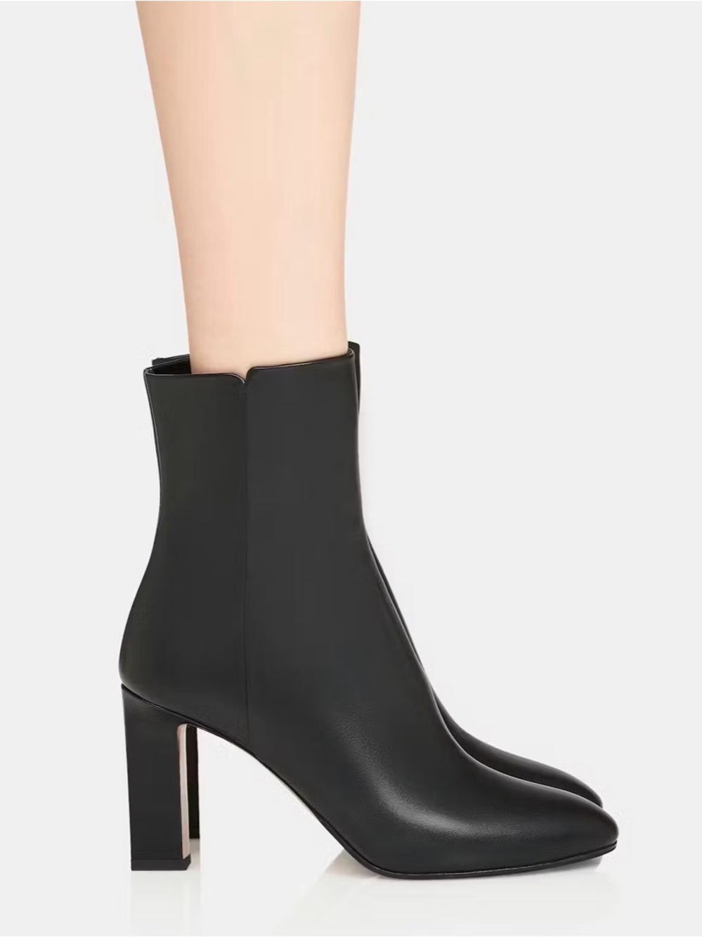 Aquazurra 85 Sellier Black Leather High Block Heel Ankle Boots